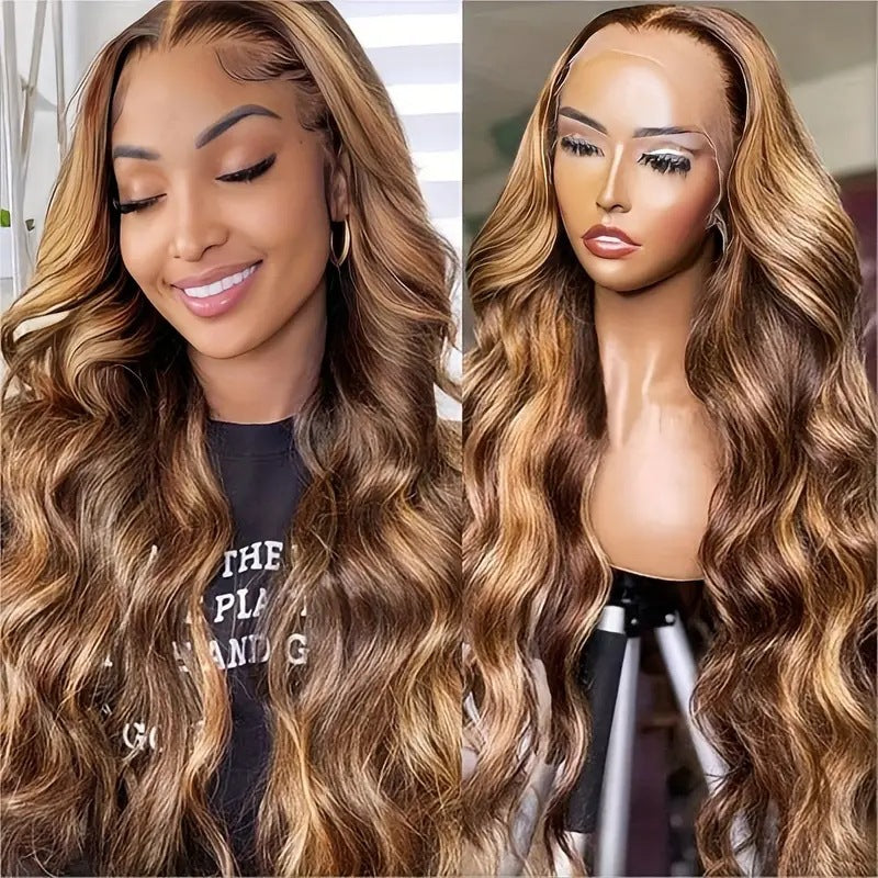 Piano Color Wig Front Lace Big Wave Curly Wig