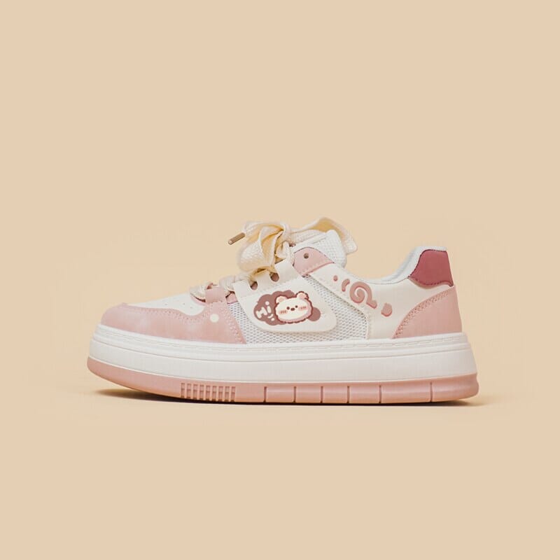 Pink Mesh Panel Shoes For Women