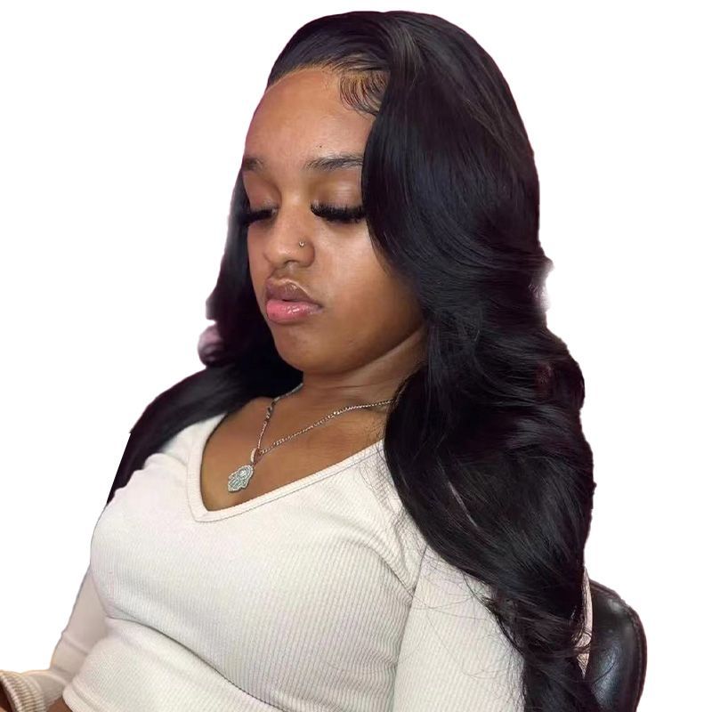 Wig Women's Black Mid-length Roll Wig Large Roll